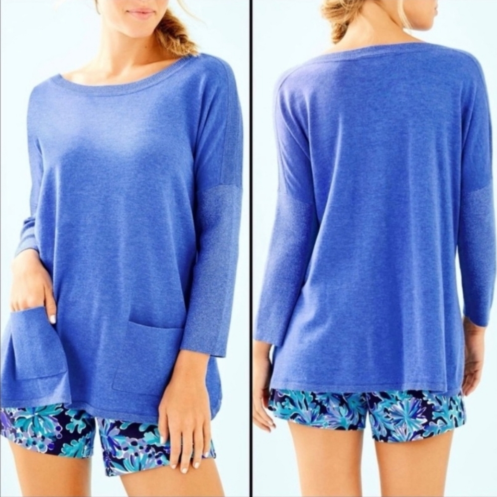 Lilly Pulitzer Cobo Shimmer Tunic Sweater w/ Pockets Size M EUC